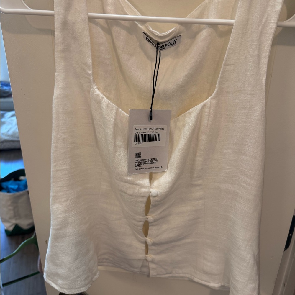 NWT Princess Polly Zenda Linen Blend Top Off White (size 6)